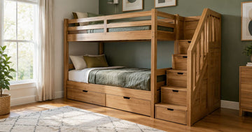 How much floor space does a bunk bed with stairs need?