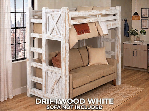 Appalachian Winds loft bed in Driftwood White finish