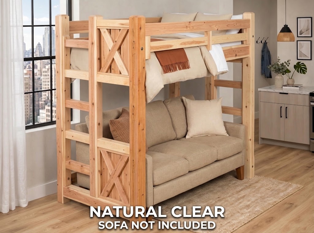 Appalachian Winds loft bed in Natural Clear finish