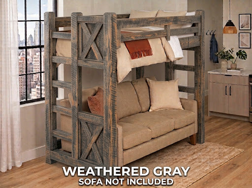Appalachian Winds loft bed in Weathered Gray finish