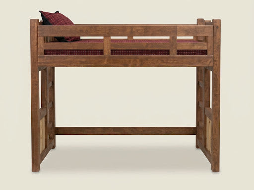 The Split Log solid knotty pine twin loft bed