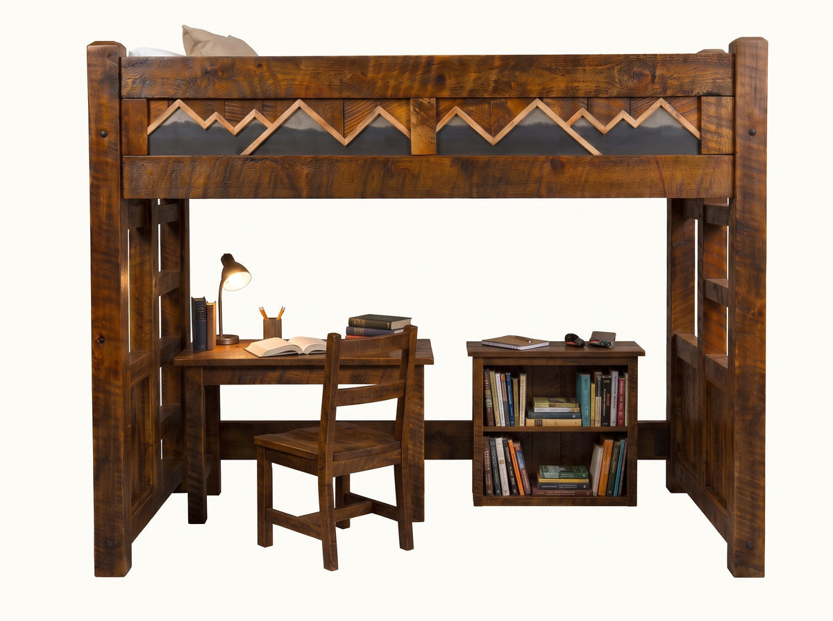 The White Mountains twin loft bed with a desk underneath